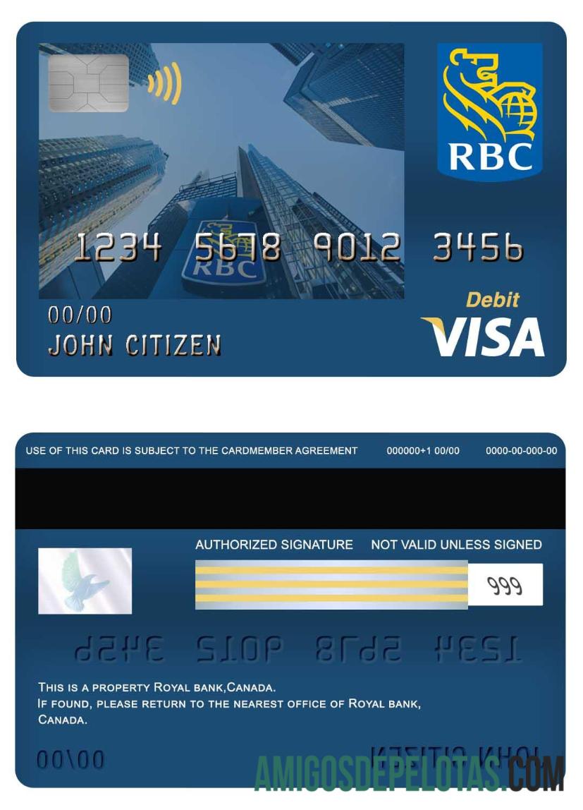 Cartão de débito Visa do Royal Bank do Canadá modelo